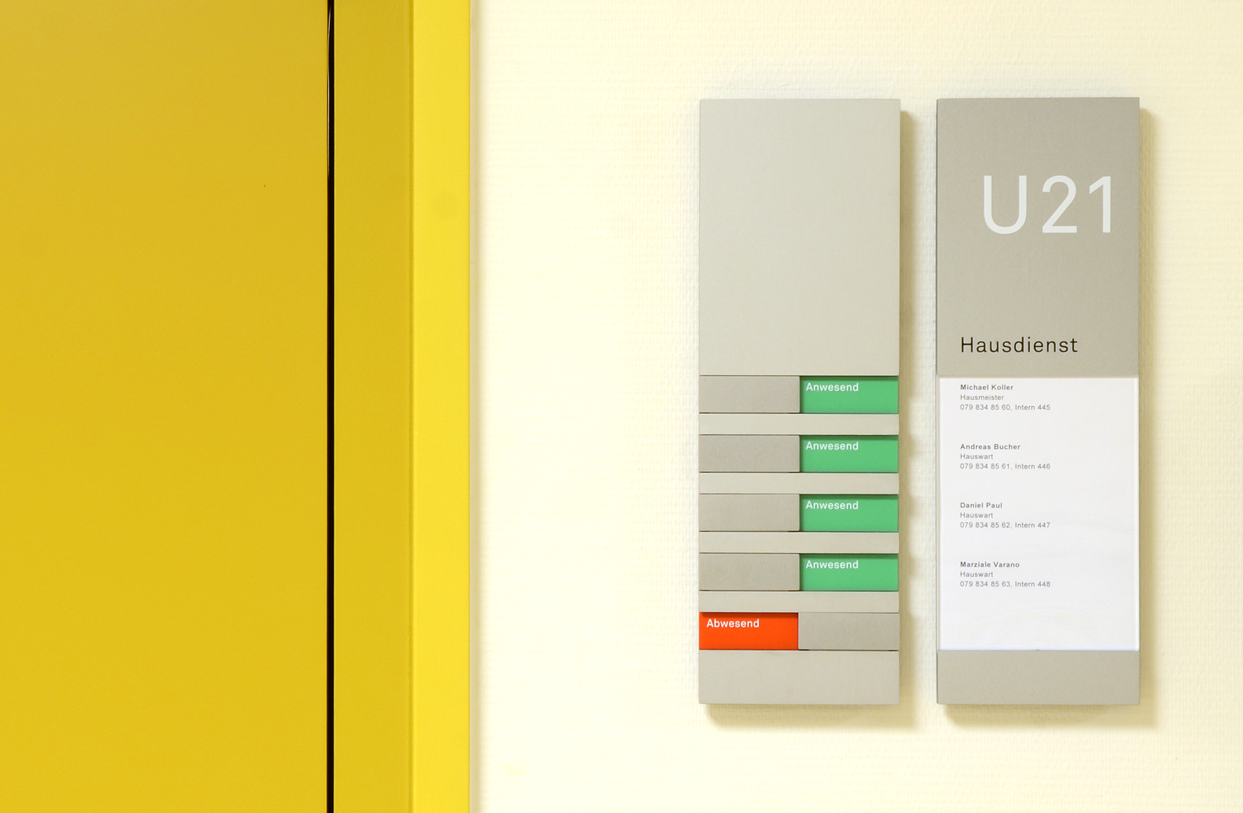 Kantonsschule Hohe Promenade Raumschild Hauswart